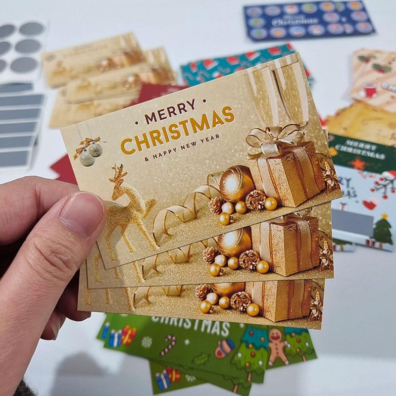 10 Pcs Cartoon Christmas Reward Scratch Card, DIY Scratch Off Game Cards and Stickers Motivational Scratch Off Tickets, for Groups Activity Xmas Party Supplies - Image 5